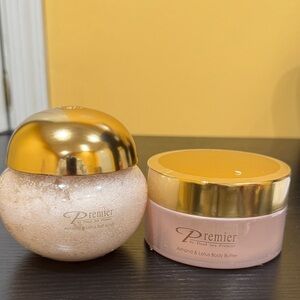 Premier - Almond and lotus salt scrub and body butter duo